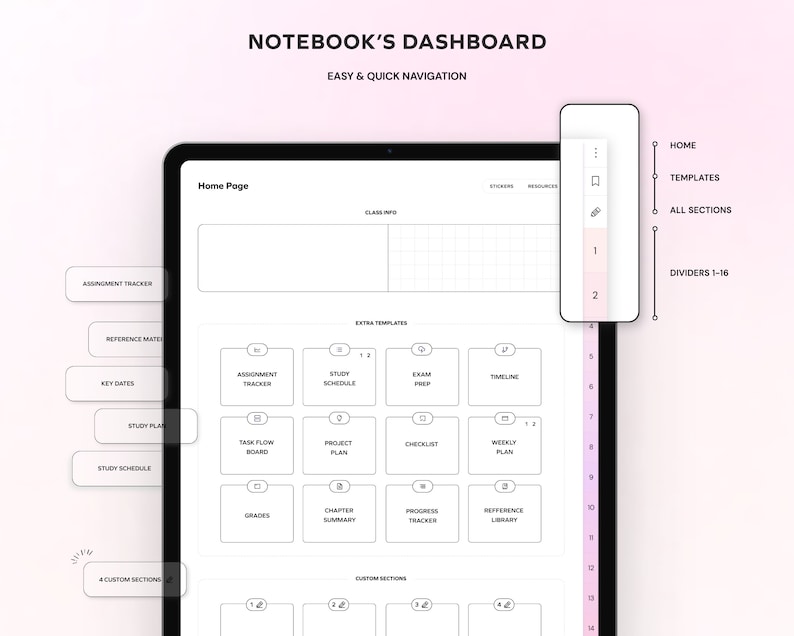 Student Digital Notebook Goodnotes iPad Notebook Notepaper Hyperlinked ...