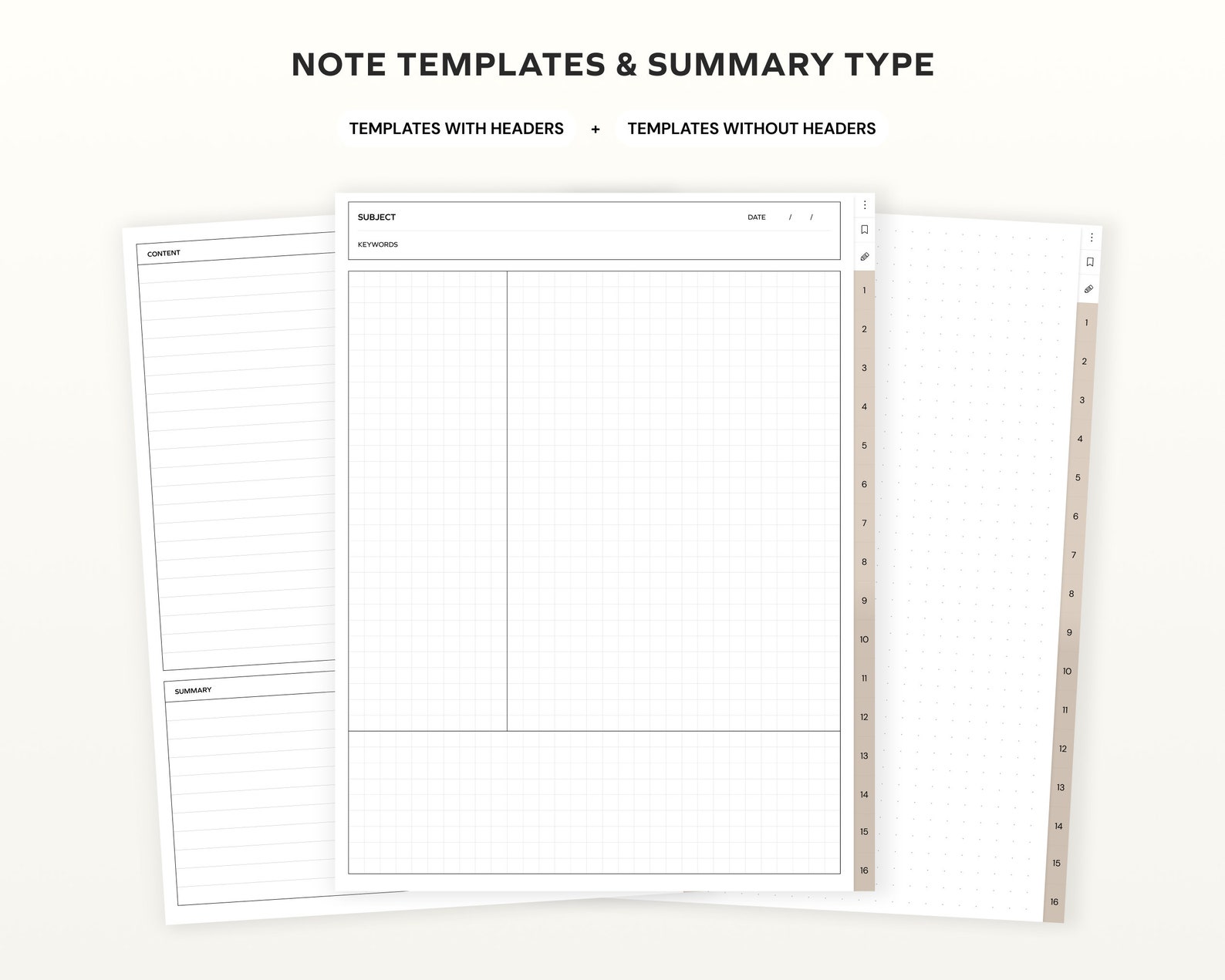 Student Digital Notebook, Minimalist Note Paper Hyperlinked Notetaking ...