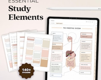 Pegatinas digitales de estudio para estudiantes, agenda, widgets de Goodnotes, libro de pegatinas para iPad, pegatinas de enfermería, notas escolares y universitarias.