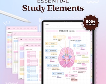 Study Stickers for Students | Digital iPad Notebook Planner Stickers for Goodnotes, Medical Student Notes, Nursing, Academic Notataking