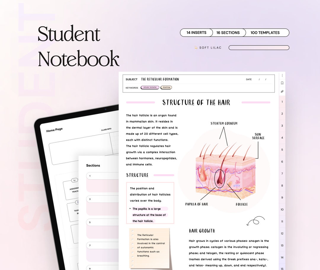 Student Digital Notebook Hyperlinked Notetaking Templates Planner ...
