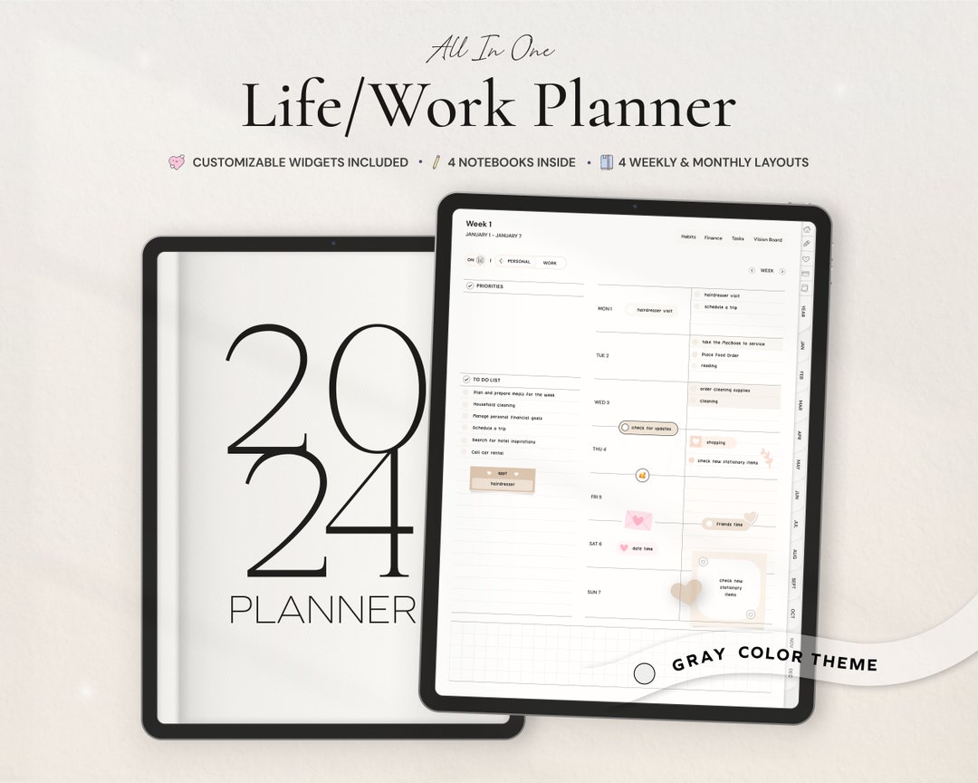 2024 Digital Life Work Planner for Goodnotes, Notability iPad Planning ...