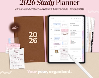 2026 Study Planner for Goodnotes, College University Academic Notebook, Class Schedule, Daily, Weekly, Monthly Calendar, iPad Student Notes