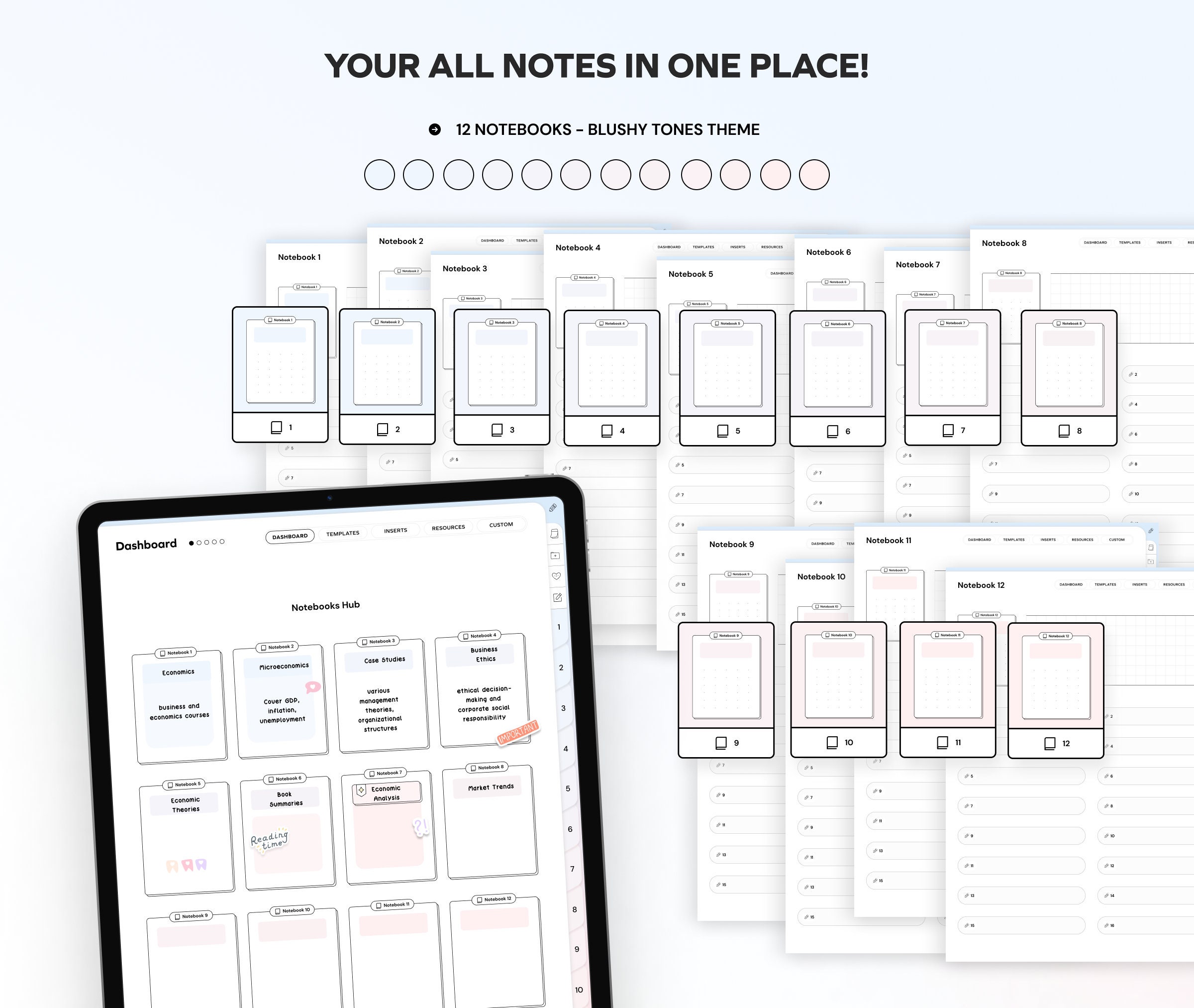 Student Digital 12 Notebooks Bundle Hyperlinked Notetaking Templates ...