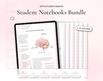 Student Digital Notebook Pastel Bundle Hyperlinked Notetaking Templates for Goodnotes Notability iPad and note-taking apps Academic School