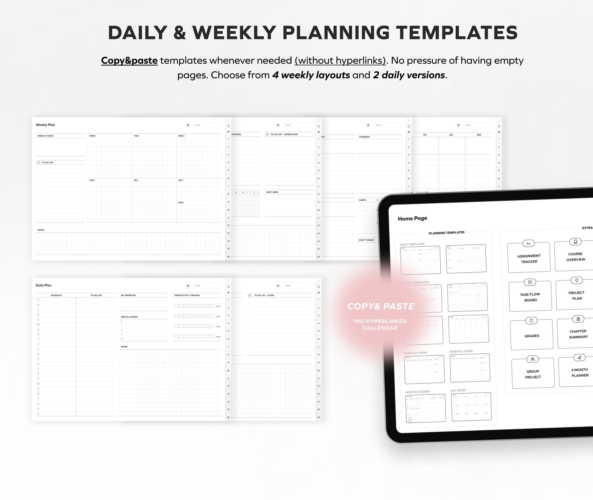 Student Undated Planner and Notebook, Daily Weekly Monthly Planner for ...