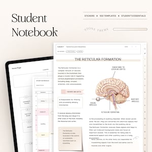 Quaderno digitale per studenti, carta per appunti minimalista Modelli di studio per prendere appunti con collegamento ipertestuale Blocco note Goodnotes Notability iPad College Academic