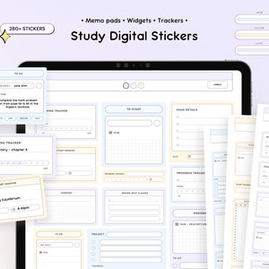 Student Digital Stickers for planner Goodnotes Precropped Study Academic Widgets ipad Notability Memo Pads Sticky Notes School Pastel Labels