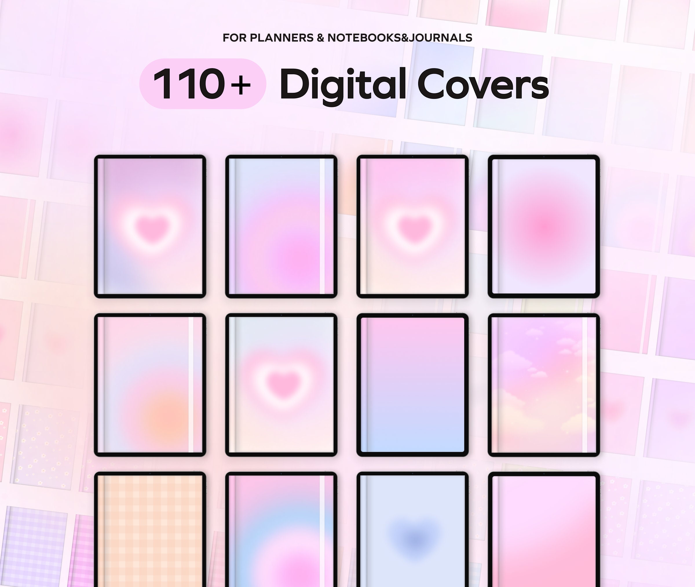 Digital Notebook Covers for Goodnotes and Notability Planner and Notebook Digital note-taking apps covers for Student, Pastel, cute, retro