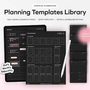 Undated Digital Planner Templates for GoodNotes, Notability iPad Planning Customizable Notetaking Minimalist Weekly Monthly Daily Dashboard