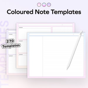 Digital Notepaper Student Coloured Notes Paper for GoodNotes iPad Notability Notetaking Apps Templates Digital Study pdf Notebook Cornell