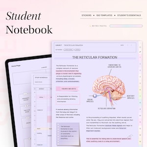 Student Digital Goodnotes Notebook Minimalist NotePaper Hyperlinked Notetaking Study Notes Templates Notability iPad College School Academic
