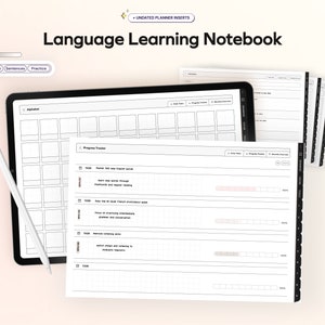 Language Learning Notebook Planner Learn Grammar Vocabulary Digital Notes for Students Hyperlinked iPad Notetaking Templates Memo Stickers