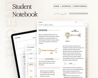 Student Digital Notebook, Minimalist Note Paper Hyperlinked Notetaking Study Templates Notepad Goodnotes Notability iPad College Academic