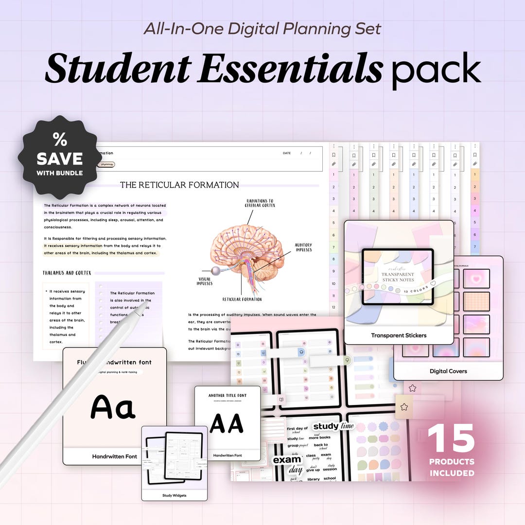 All in One Student Bundle, Undated Planner, Study Notes Templates for ...