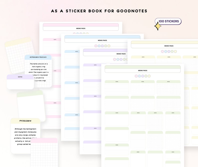 Student Digital Stickers for Planner Goodnotes Memo Pads Sticker Book ...