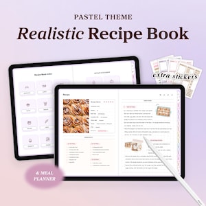 Digital Recipe Book for iPad, Goodnotes Recipe Book Template, Recipe binder, Digital Meal Planner, Journal, Cookbook Notability Recipe Card