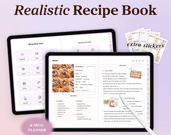 Digitaal receptenboek voor iPad, Goodnotes-receptenboeksjabloon, receptenmap, digitale maaltijdplanner, dagboek, kookboek Notability Receptkaart