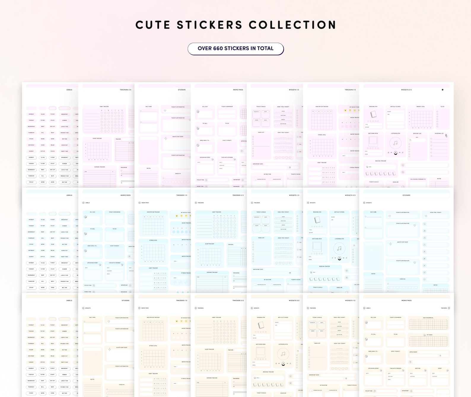 Essential Cute Digital Stickers for Planner Goodnotes Widget Sticker ...
