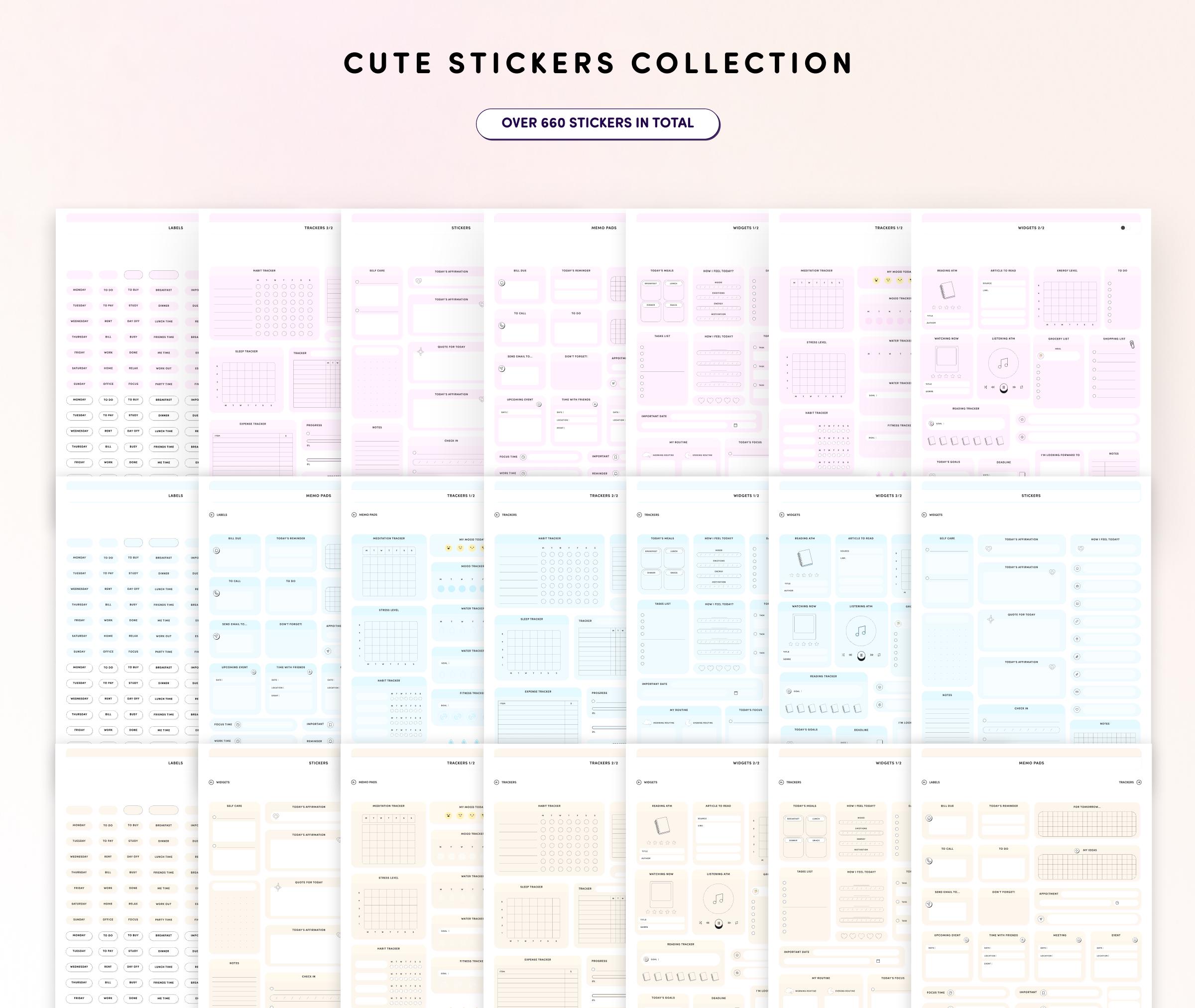 Essential Cute Digital Stickers for Planner Goodnotes Widget Sticker ...
