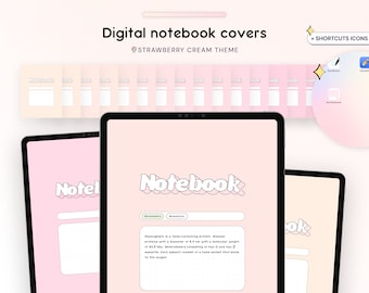 Digital Notebook Covers for Goodnotes and Notability Planner and Notebook Digital note-taking apps covers for Student, Pastel, cute, retro