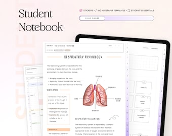 Student Digital Notebook Hyperlinked Notetaking Templates Planner Template Notepad Goodnotes Notability iPad college academic school tracker