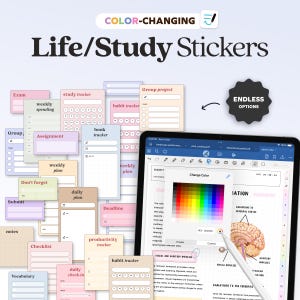 Everyday Life Work Digital Stickers for Planner, Goodnotes, iPad Journal Minimalist Widgets, Reading Tracker, Daily Essential Color-changing