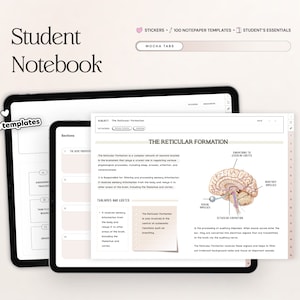 Student Digital Notebook Hyperlinked Notetaking Templates Planner Template Notepad Goodnotes Notability iPad landscape academic journal note