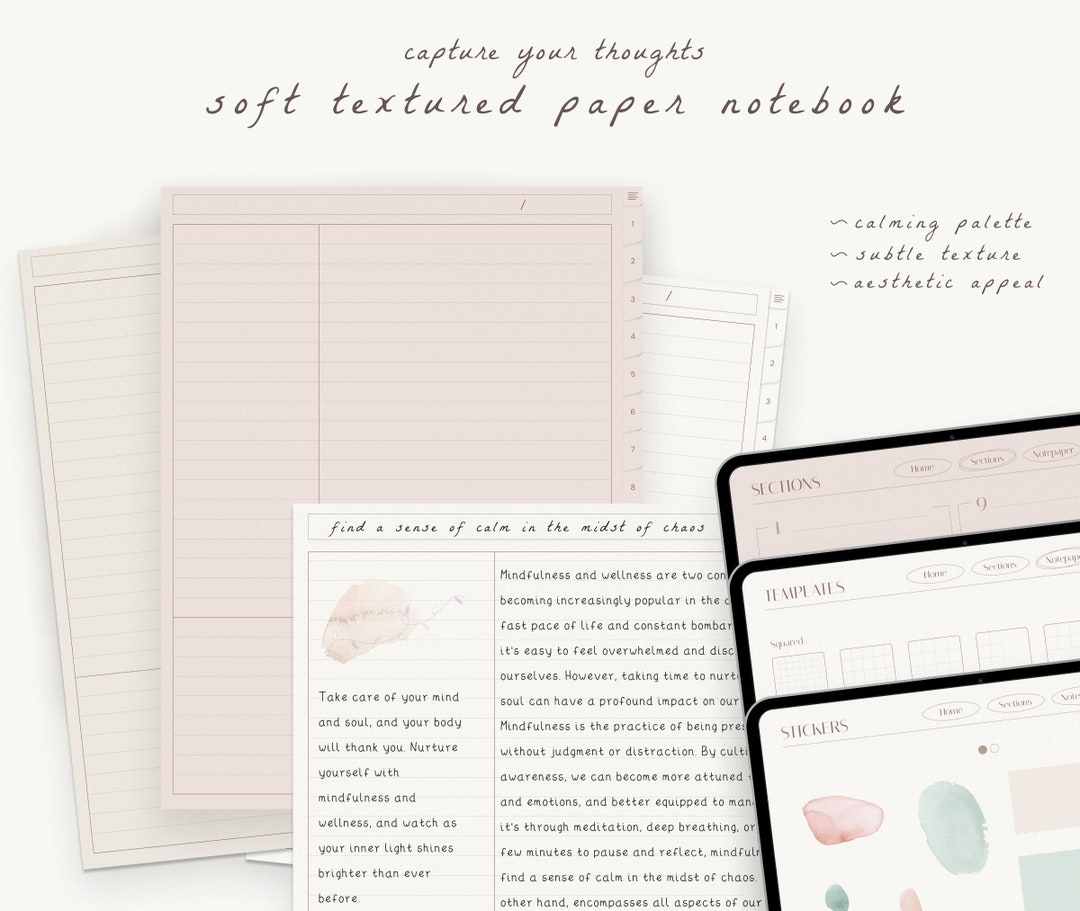 Digital Notebook Texture | Paper Template Notebook Hyperlinked Cornell ...
