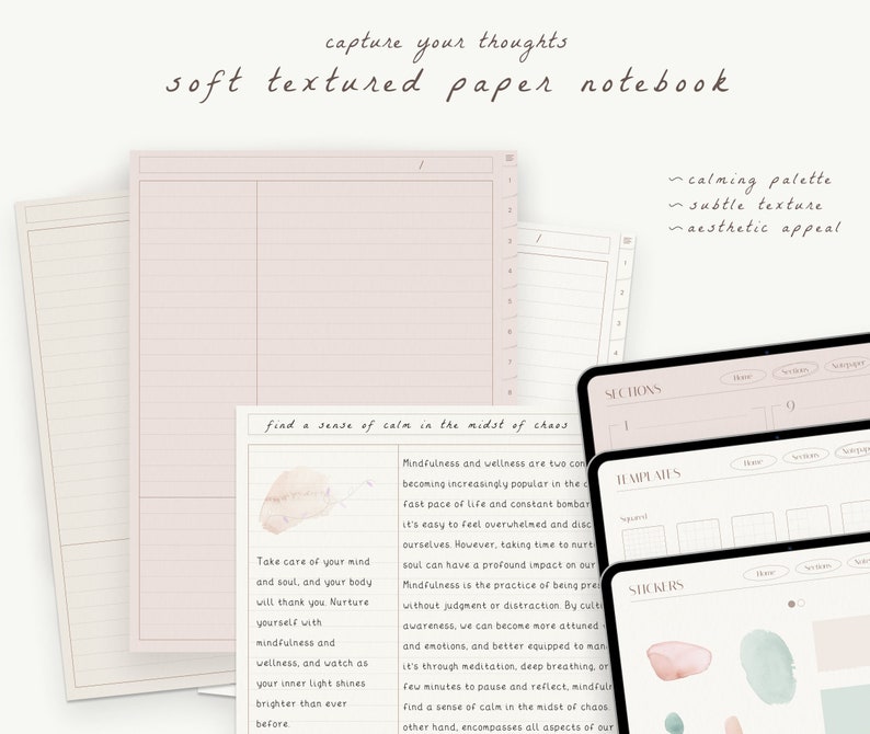 Digital Notebook Texture Paper Template Notebook Hyperlinked - Etsy