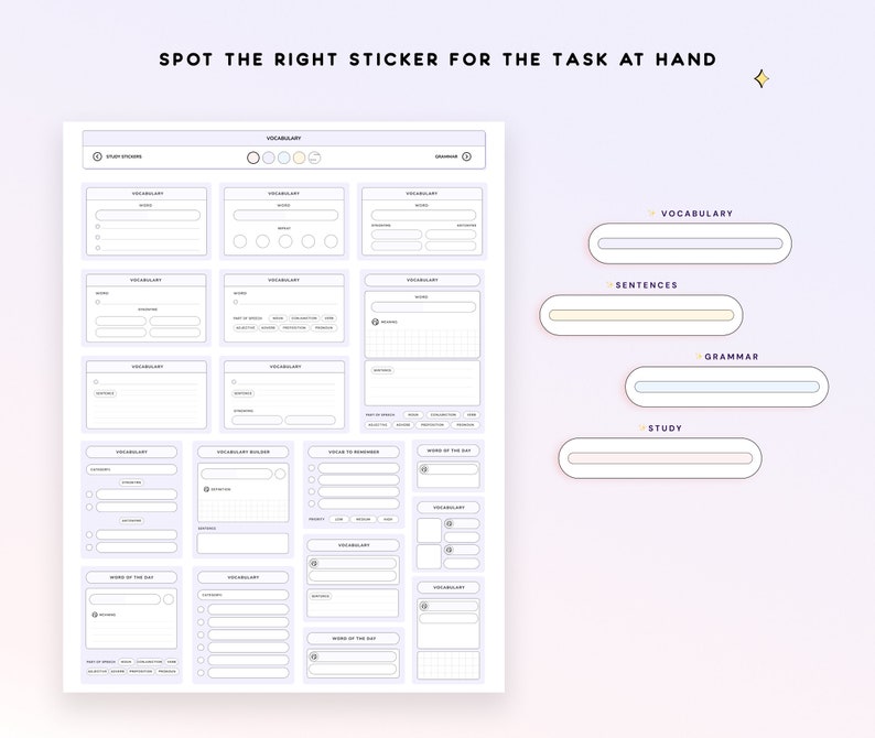 Study Digital Stickers for Goodnotes Language Learning Sticker Book ...