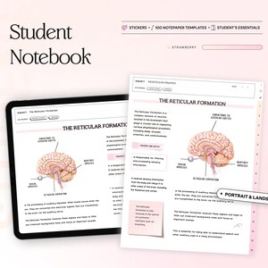 Student Digital Notebook Hyperlinked Note paper Templates for Goodnotes Notability iPad and notetaking apps college academic school planner