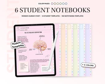 Student Digital Notebook Bundle Hyperlinked Notetaking Templates for Goodnotes Notability iPad Apps Academic Journal Study Notes Lined Grid