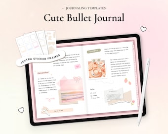 Digital Bullet Journal, realistisk daglig anteckningsbok, scrapbook med hyperlänkar, anteckningsdagbokmallar för Goodnotes, Notability iPad-journal