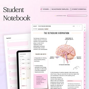 Student Digital Notebook Goodnotes iPad Notebook NotePaper Hyperlinked Digital Planner Notetaking Study Template Notability College Academic