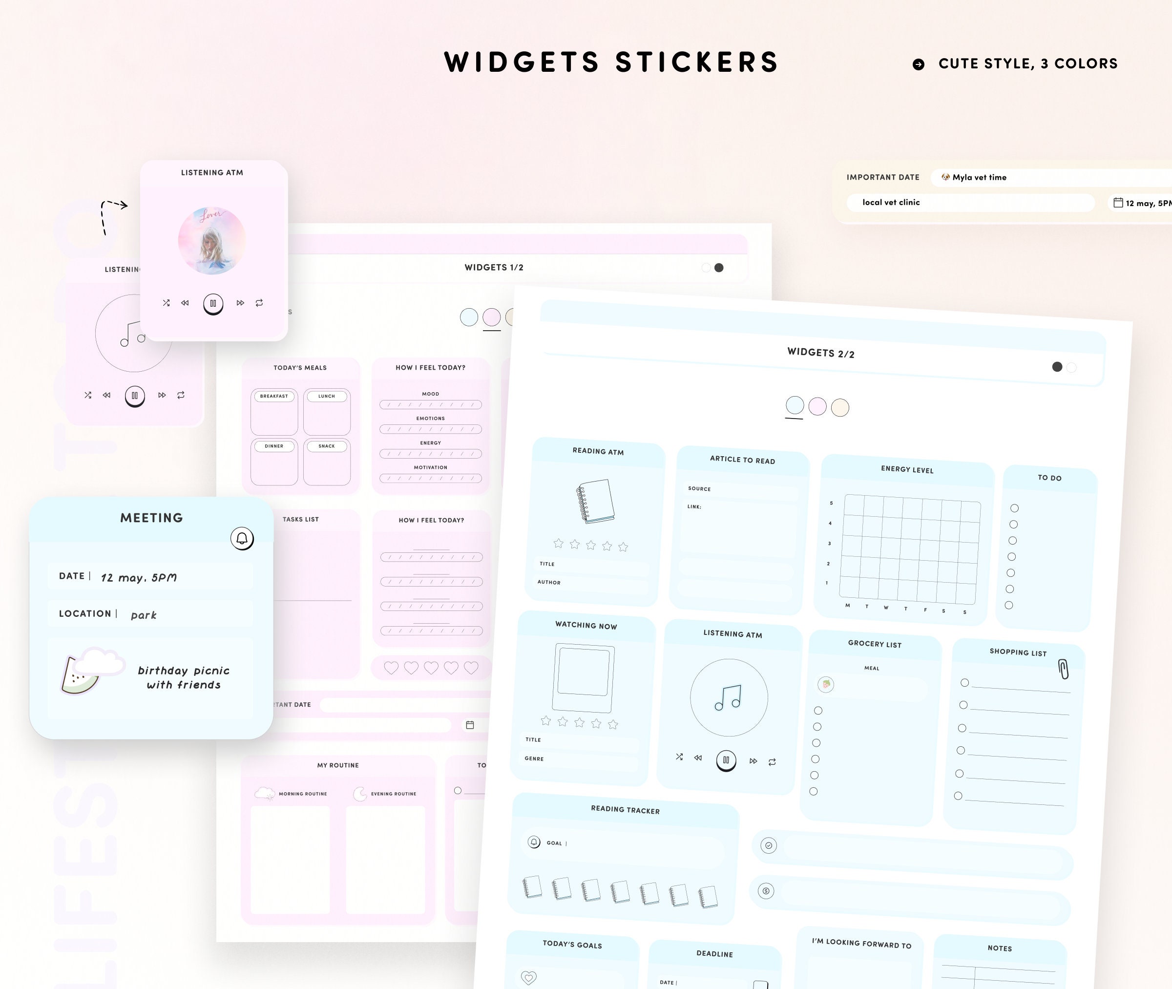 Essential Cute Digital Stickers for Planner Goodnotes Widget Sticker ...