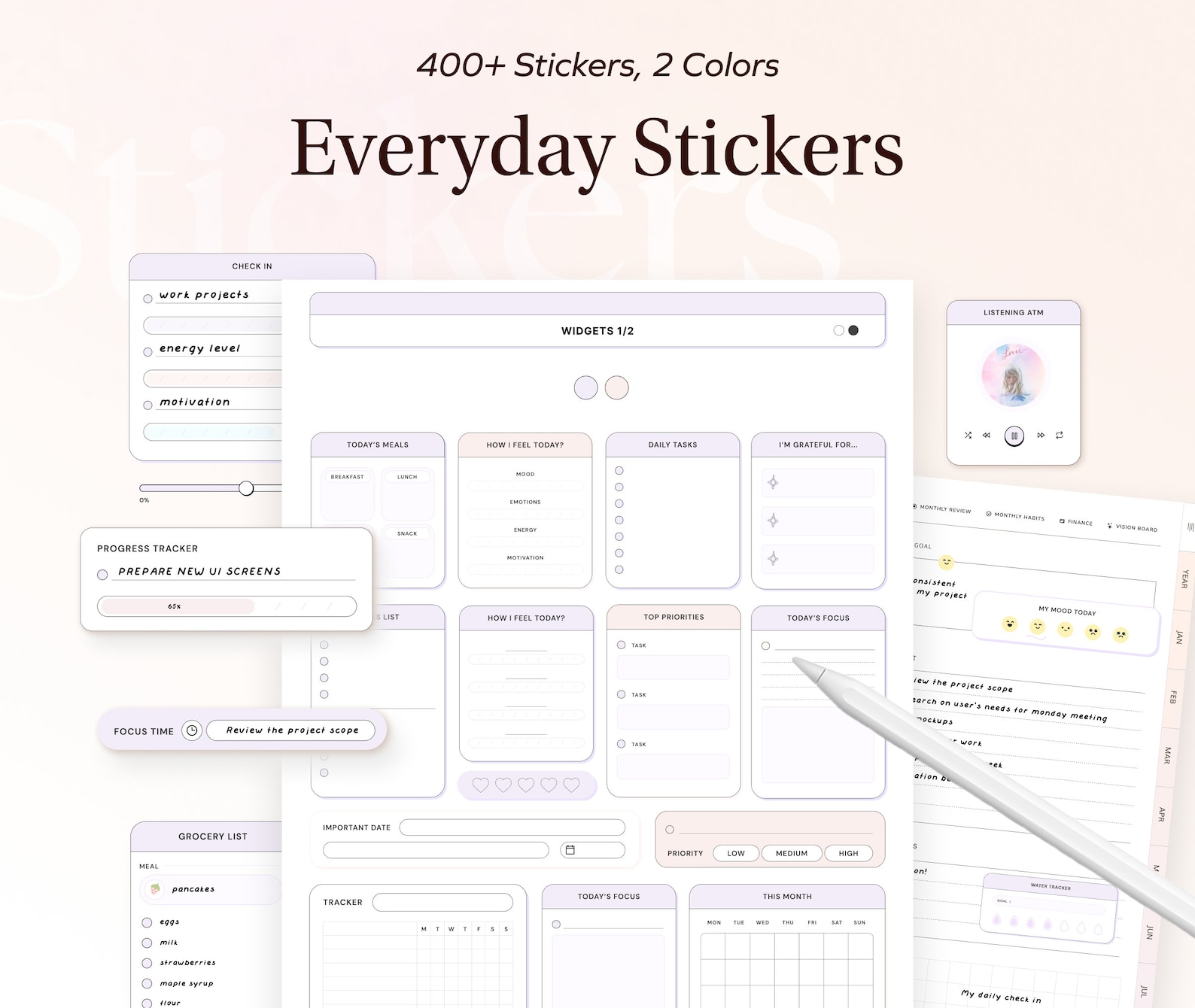 Everyday Digital Stickers for Planner Goodnotes Widget Sticker Book ...