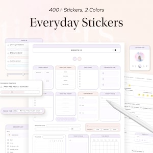 Everyday Digital Stickers for planner Goodnotes Widget Sticker Book Digital Planner 90s Retro Widgets and memo daily essential pastel labels