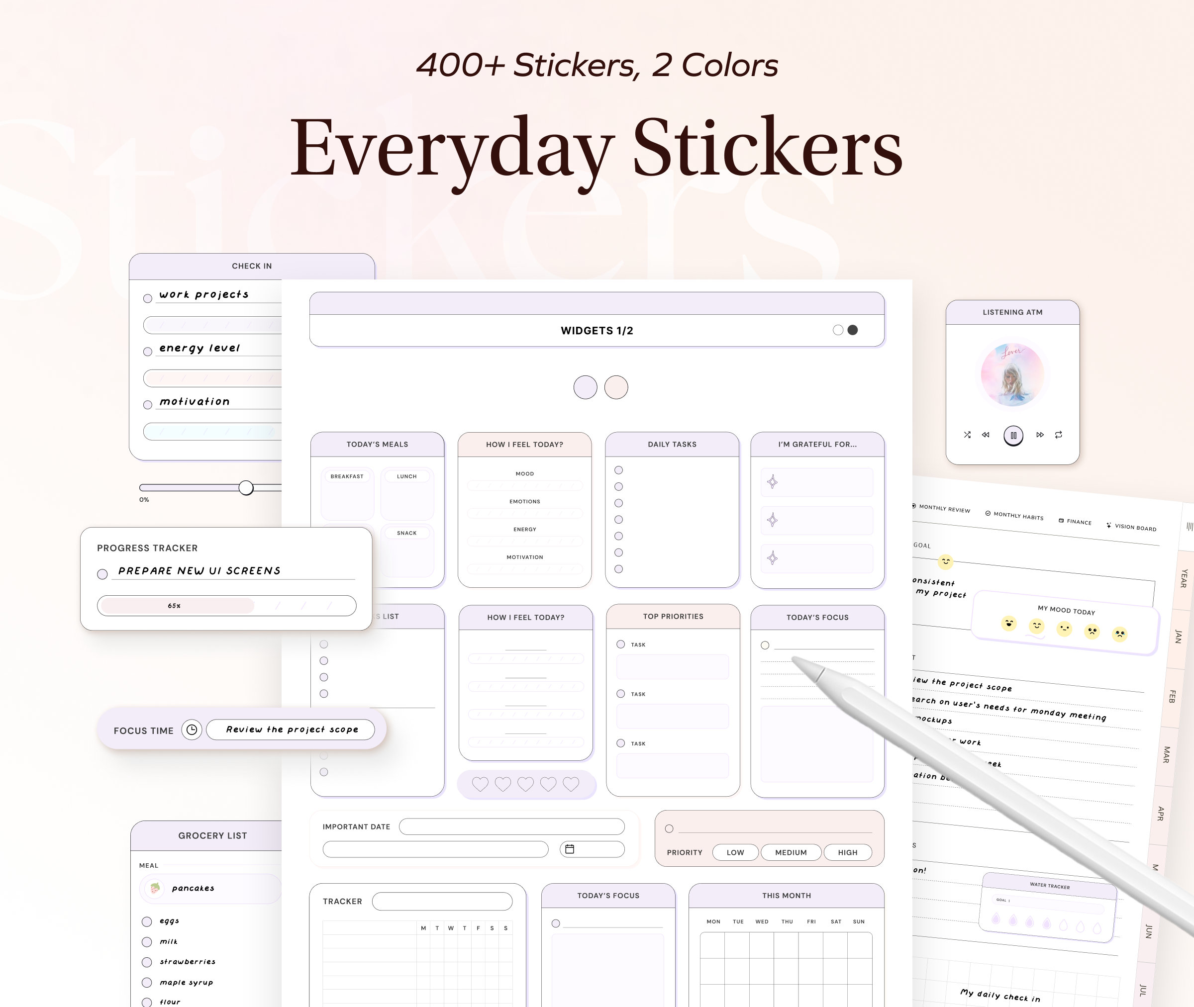 Everyday Digital Stickers for Planner Goodnotes Widget Sticker Book ...