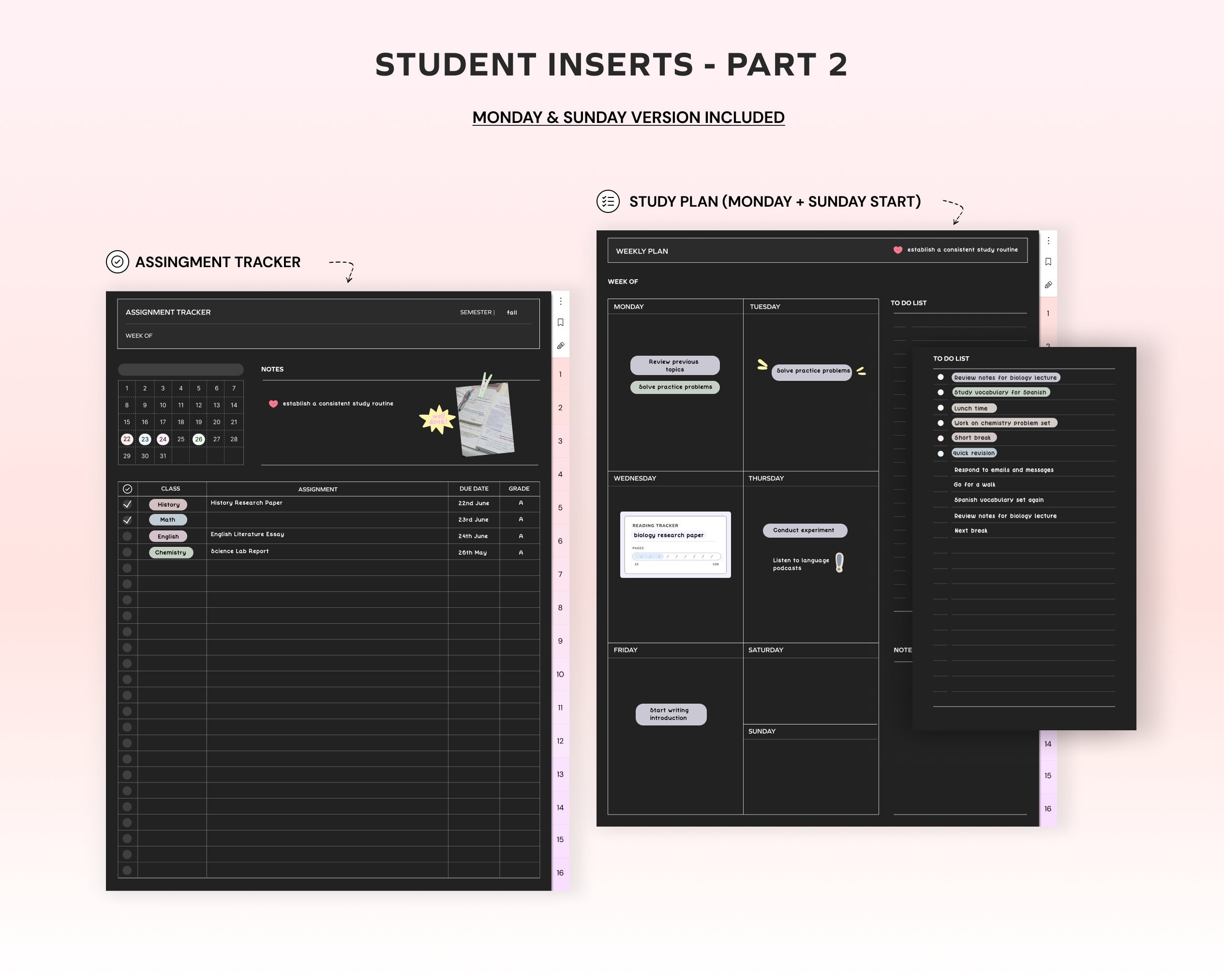 Student Digital Notebook Dark Mode, Hyperlinked Notetaking Templates ...