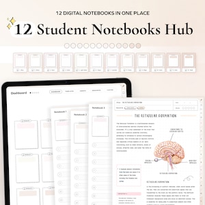 Student Digital 12 Notebooks Bundle Hyperlinked Notetaking Templates for Goodnotes Notability iPad note taking apps Academic for School