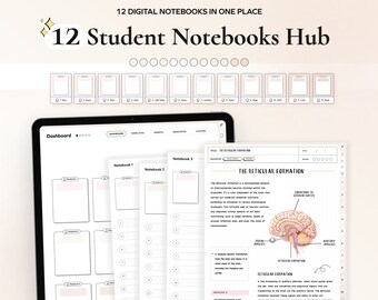 Student Digital 12 Notebooks Bundle Hyperlinked Notetaking Templates for Goodnotes Notability iPad note taking apps Academic for School