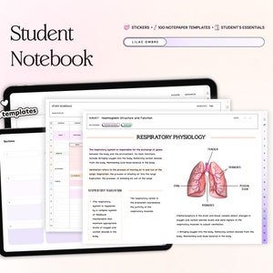 Student Digital Notebook Hyperlinked Notetaking Templates Planner Template Notepad Goodnotes Notability iPad college academic school tracker