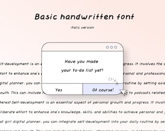 Handwritten Font for digital planner, study notes note-taking apps Basic and Neat Handwriting Goodnotes Font collage notes custom ipad font