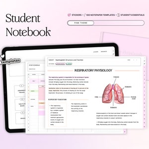 Student Digital Notebook, Minimalist Note Paper Hyperlinked Notetaking Study Templates Notepad Goodnotes Notability iPad College Academic