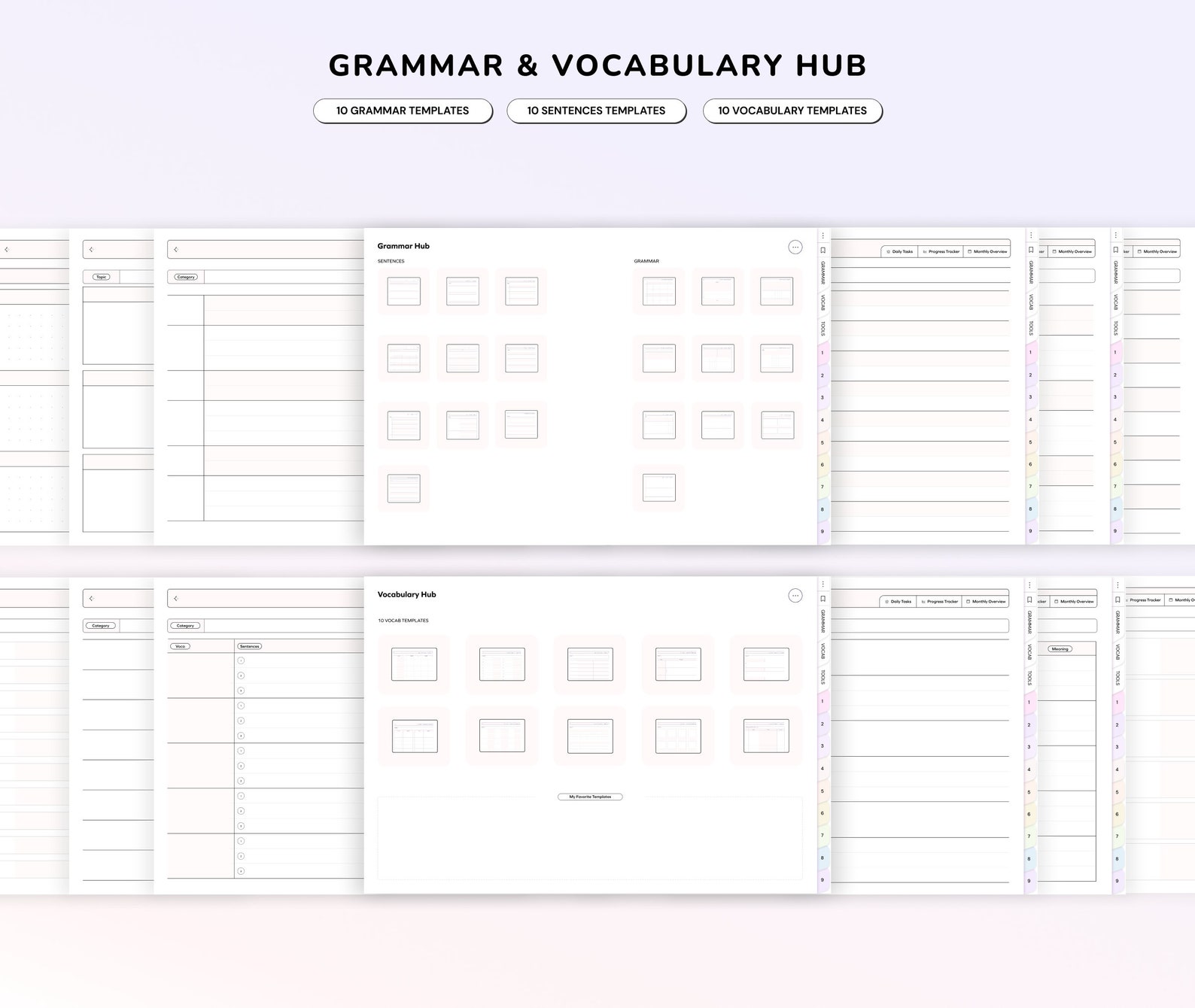 Language Learning Notebook Planner Learn Grammar Vocabulary Digital ...