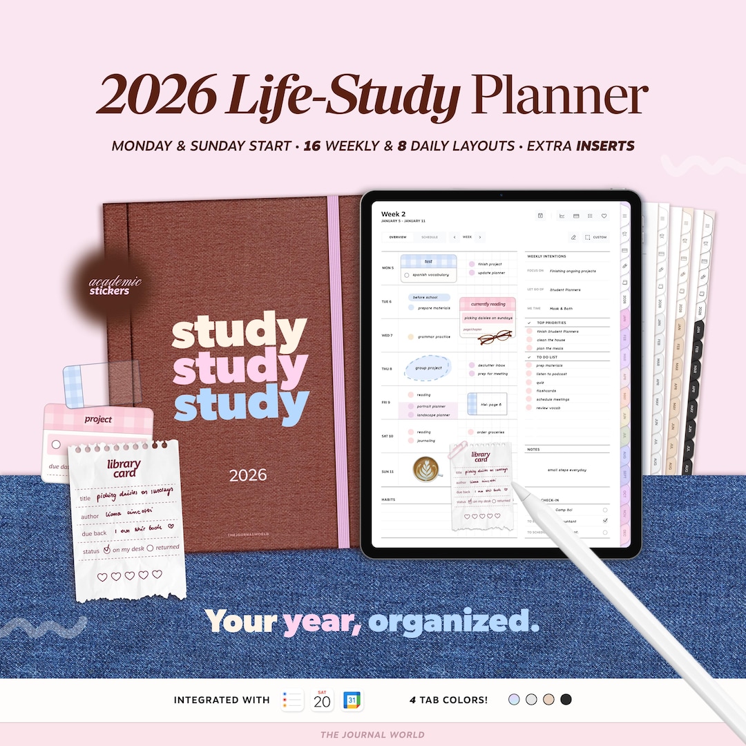2026 Digital Study and Life Planner for Goodnotes, Notability, iPad ...