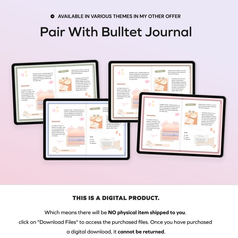 May include: Four digital planner pages displayed on a tablet screen. The pages are in different colour schemes, with pastel pink, green, and brown backgrounds. Each page features a variety of decorative elements, including butterflies, flowers, and handwritten text. The text on the pages includes "Daily", "To Do", "Dreams", and "Gratitude".