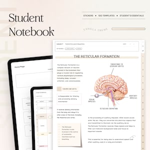 Student Digital Notebook, Minimalist Note Paper Hyperlinked Notetaking Study Templates Notepad Goodnotes Notability iPad College Academic