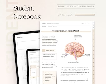 Student Digital Notebook, Minimalist Note Paper Hyperlinked Notetaking Study Templates Notepad Goodnotes Notability iPad College Academic